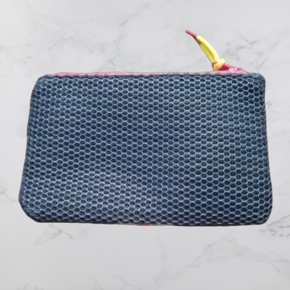 Ipsy makeup cosmetic bag blue mesh stripe - Picture 2 of 3
